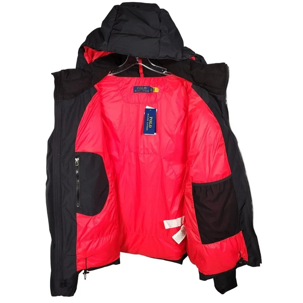 Polo Ralph Lauren Big Pony Hooded Puffer Down Jacket Coat Black BIG Pony 2XB New